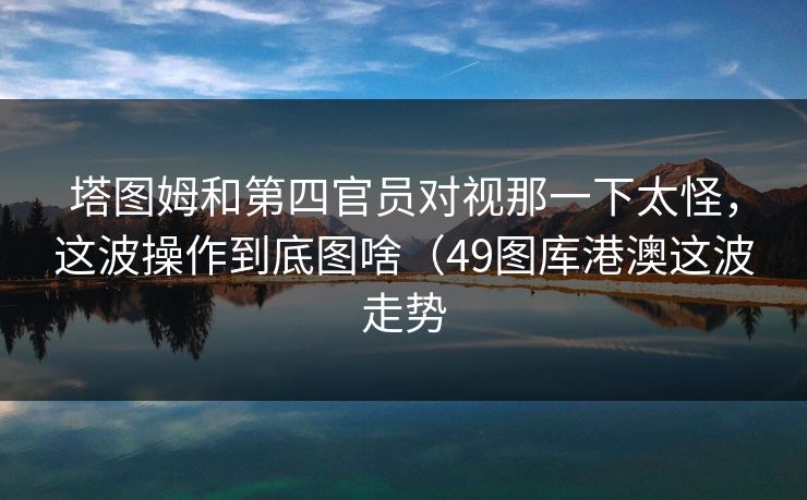塔图姆和第四官员对视那一下太怪，这波操作到底图啥（49图库港澳这波走势