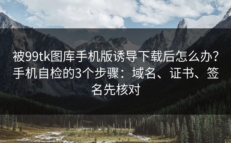 被99tk图库手机版诱导下载后怎么办？手机自检的3个步骤：域名、证书、签名先核对