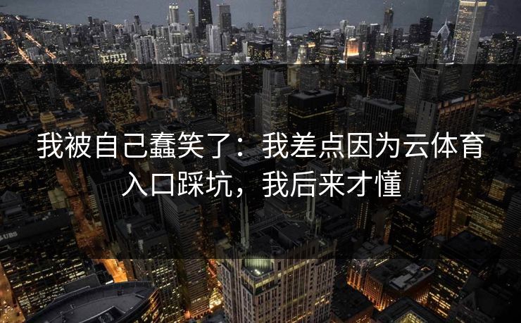 我被自己蠢笑了：我差点因为云体育入口踩坑，我后来才懂