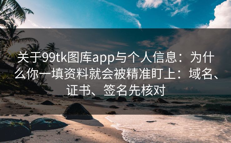 关于99tk图库app与个人信息：为什么你一填资料就会被精准盯上：域名、证书、签名先核对